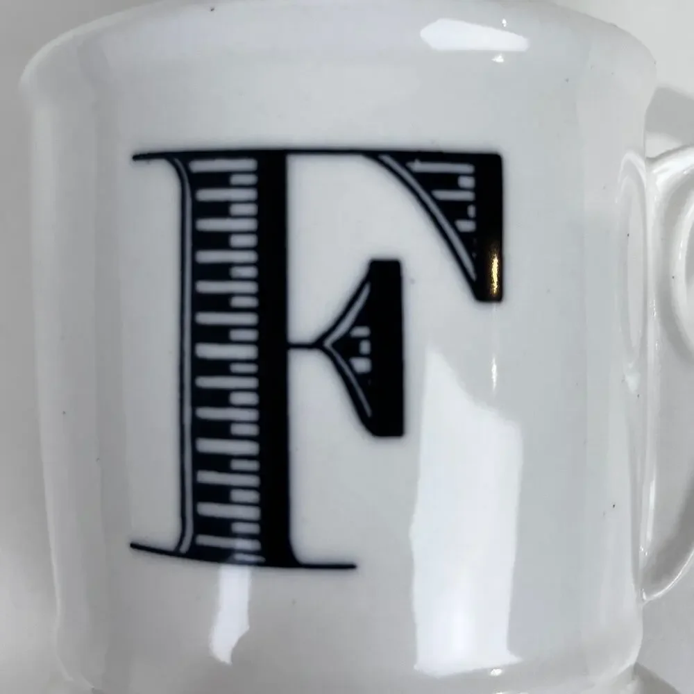 Anthropologie Monogram Initial Letter F Shaving Style Mug Coffee Cup 14 oz